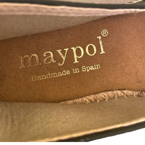 Anthropologie Maypol Espadrille Loafers 6.5 Black Leather Handmade Shoes Size 37 - Picture 5 of 7